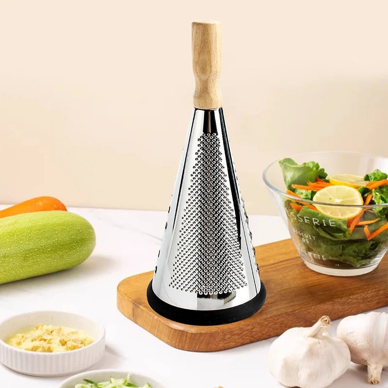 Stainless Steel Cone Grater with Wooden Handle