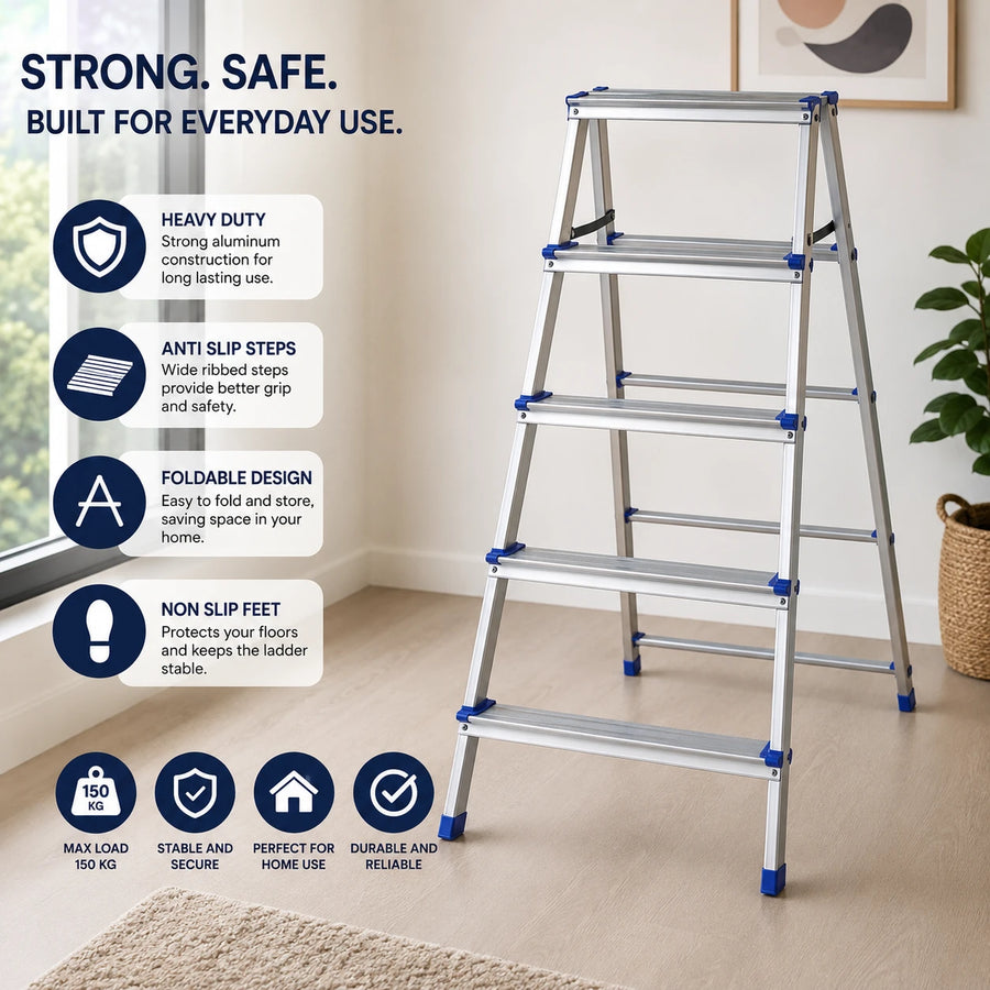 Aluminum Folding Ladder Heavy Duty Multi Purpose Anti Slip Home Step Ladder