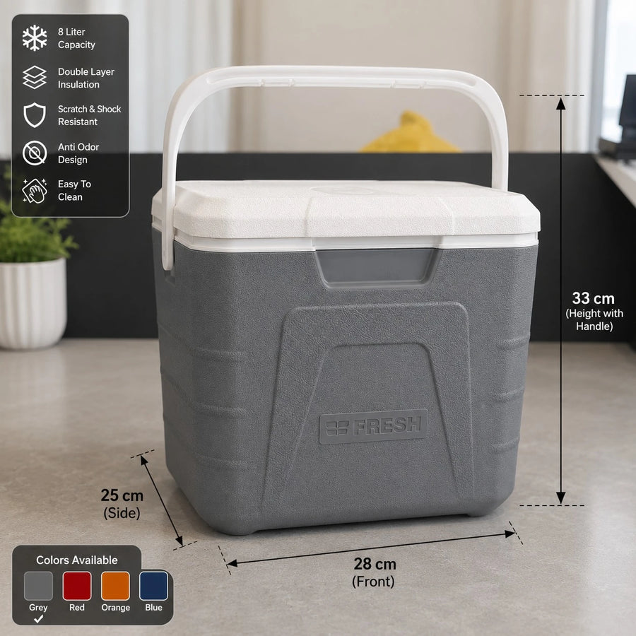 Portable Insulated Ice Cooler Box 8 Liter with Cup Holders | Beach Picnic Camping Cooler