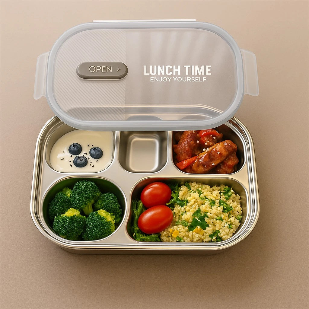 Stainless Steel Lunch Box with Transparent Lid
