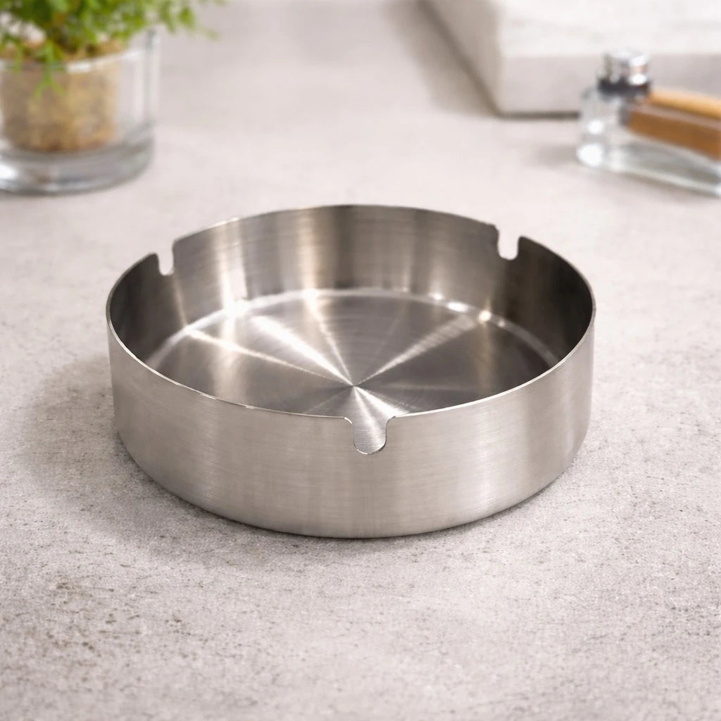 Stainless Steel Ashtray Round Cigarette Holder Table Ashtray Durable Metal Ashtray 12 cm