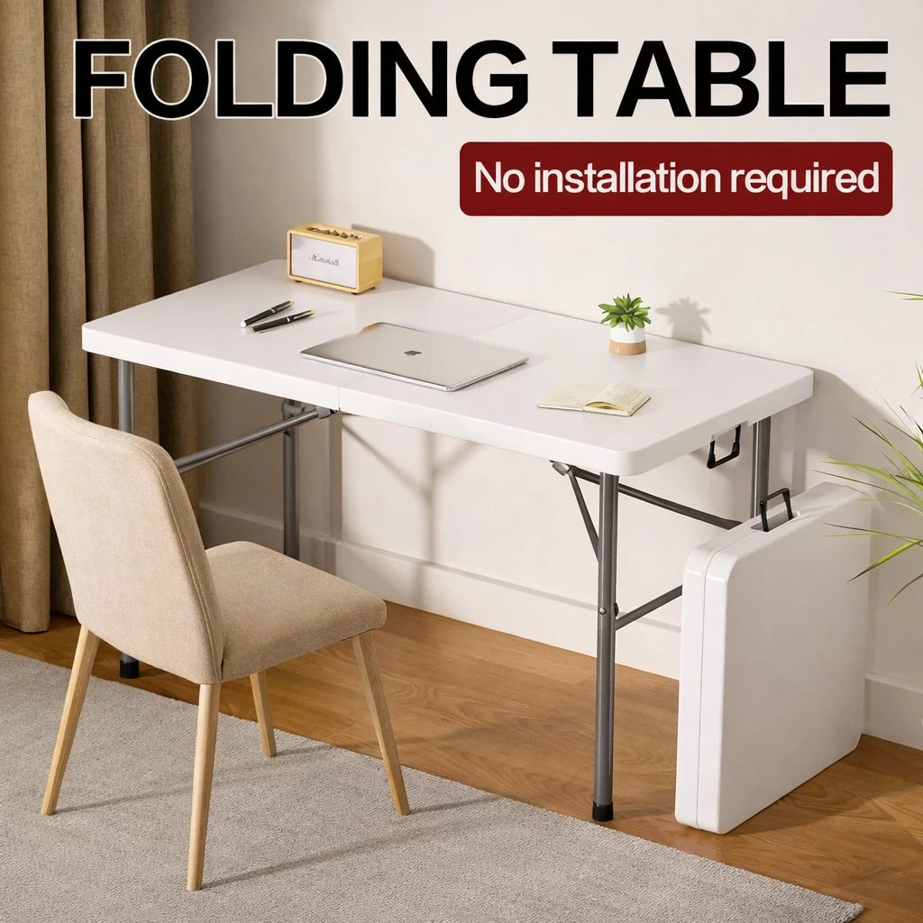 Folding Table White Portable Foldable Desk Work Table Laptop Table Study Table Indoor Outdoor Camping Table Picnic Table Utility Table