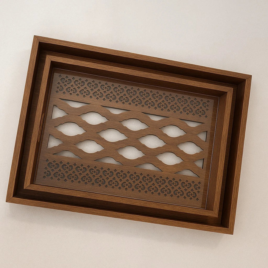 Set of 2 Decorative Wooden Trays