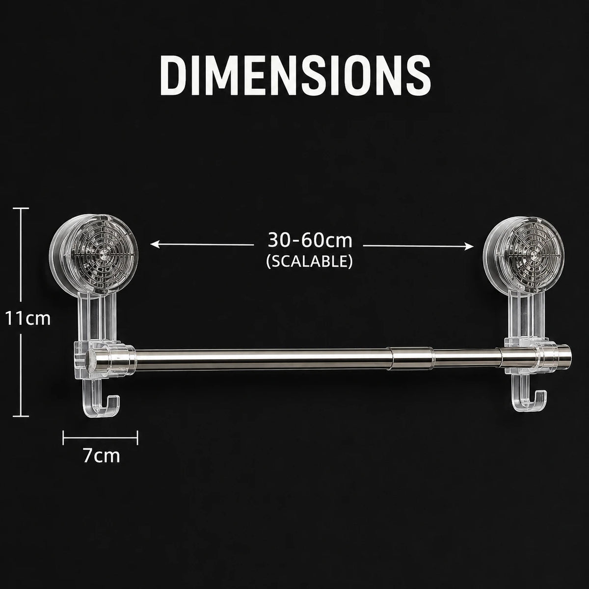 Adjustable Suction Cup Telescopic Towel Rack Bathroom Kitchen Wall Storage Bar