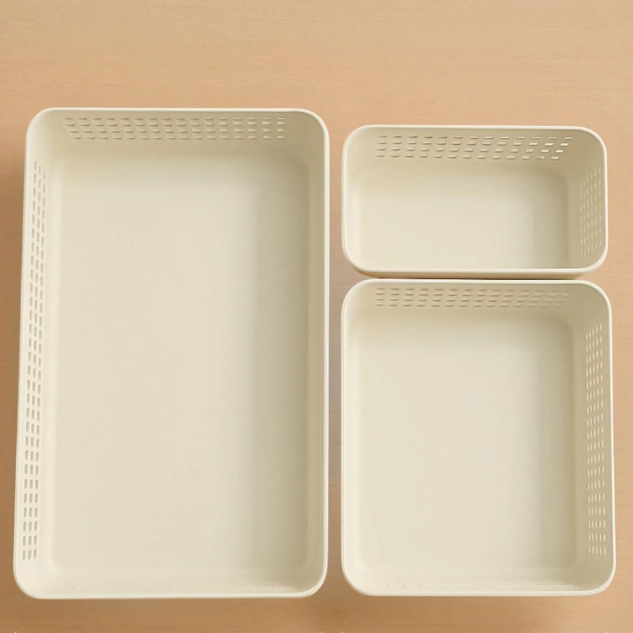 Set of 3 Plastic Drawer Organizer Baskets