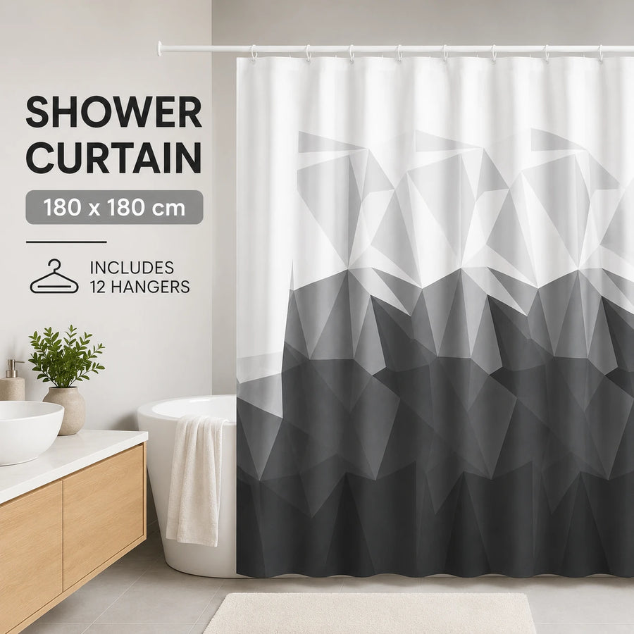 Copy Of Shower Curtain Waterproof Bathroom Curtain Printed With 12 Hooks