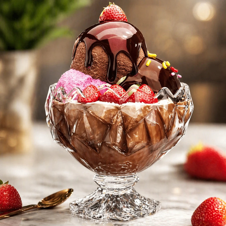 Set Of 2 Cityglass Rocks Glass Ice Cream Cup Crystal Dessert Bowls 25 cl 10 cm