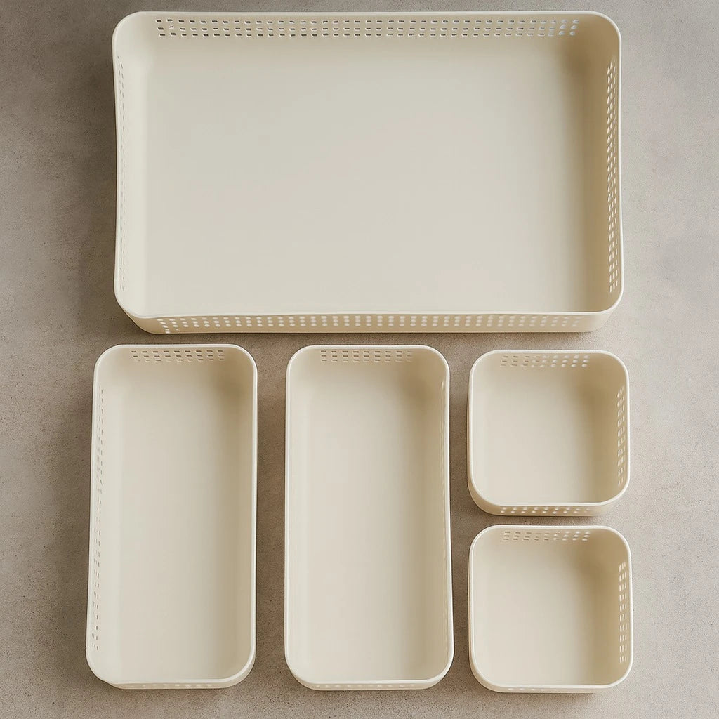 Set of 5 Plastic Drawer Organizer Baskets - Image 3