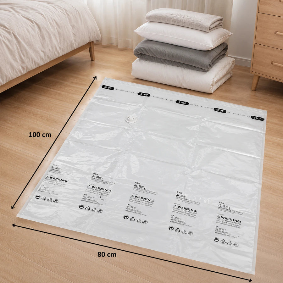 Extra Large Vacuum Storage Bag for Blankets, Comforters & Bedding 100 × 80 cm