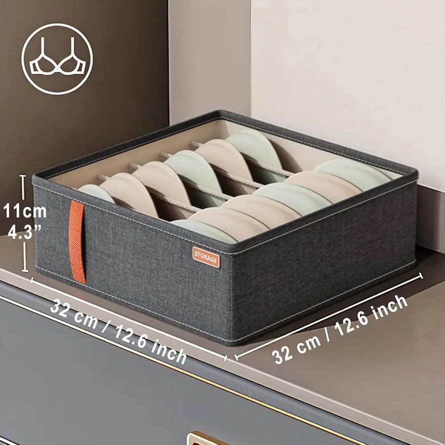3 Section Foldable Underwear and Clothing Storage Organizer for Socks Bras Ties and Closet Organization