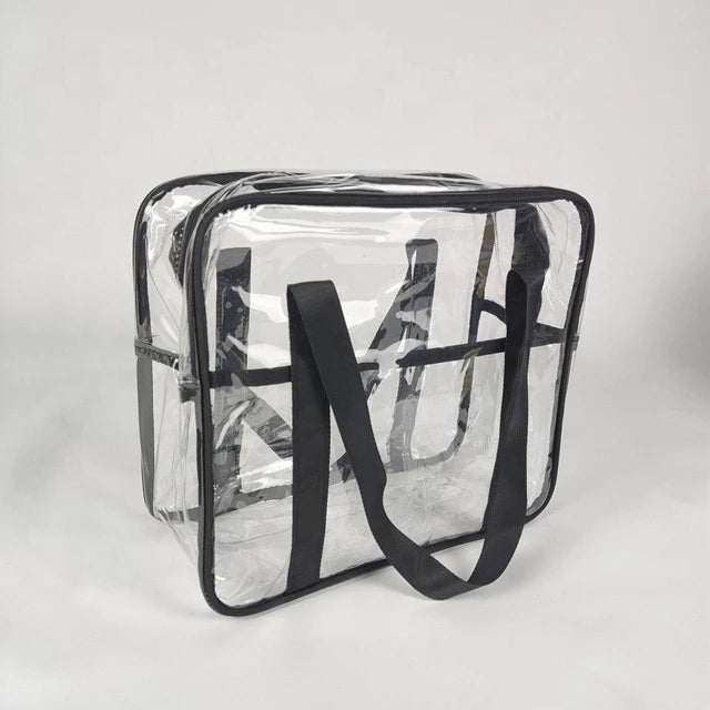 Clear Transparent Makeup & Toiletry Storage Bag with Handles & Zipper for Travel Beauty Cosmetics Organization