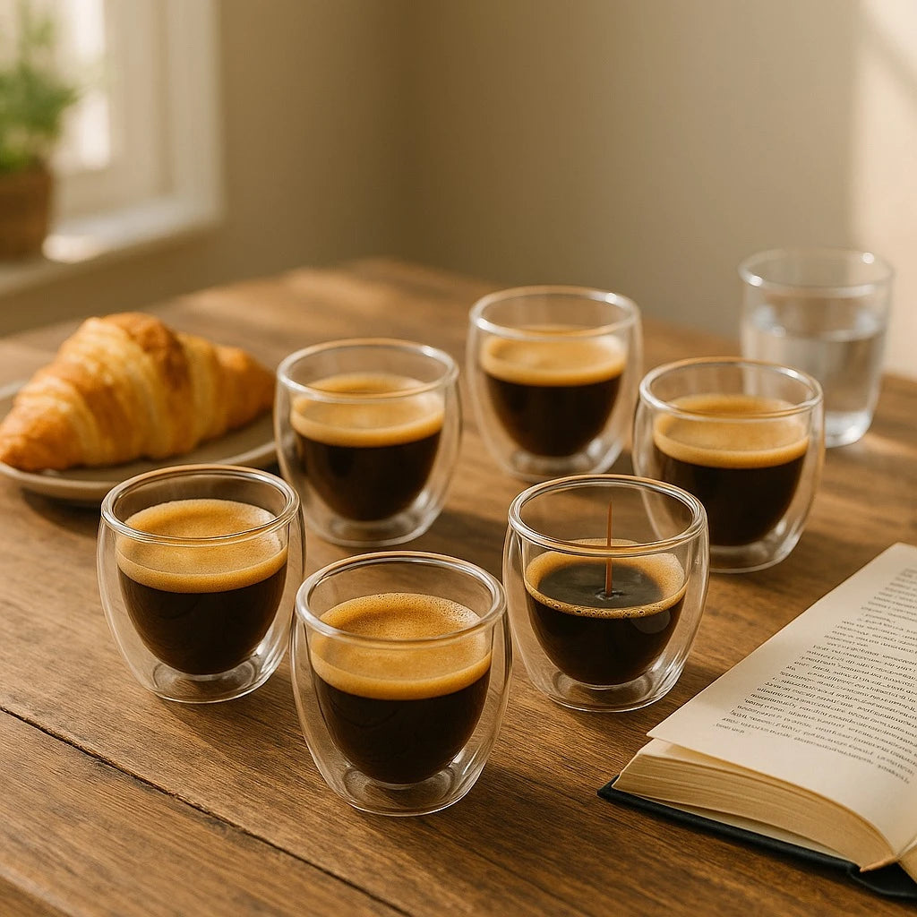 Double Walled Coffee Glass Espresso Cups set of 6