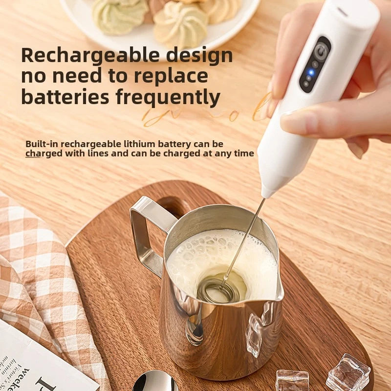 Electric Milk Frother – Handheld Stainless Steel Whisk