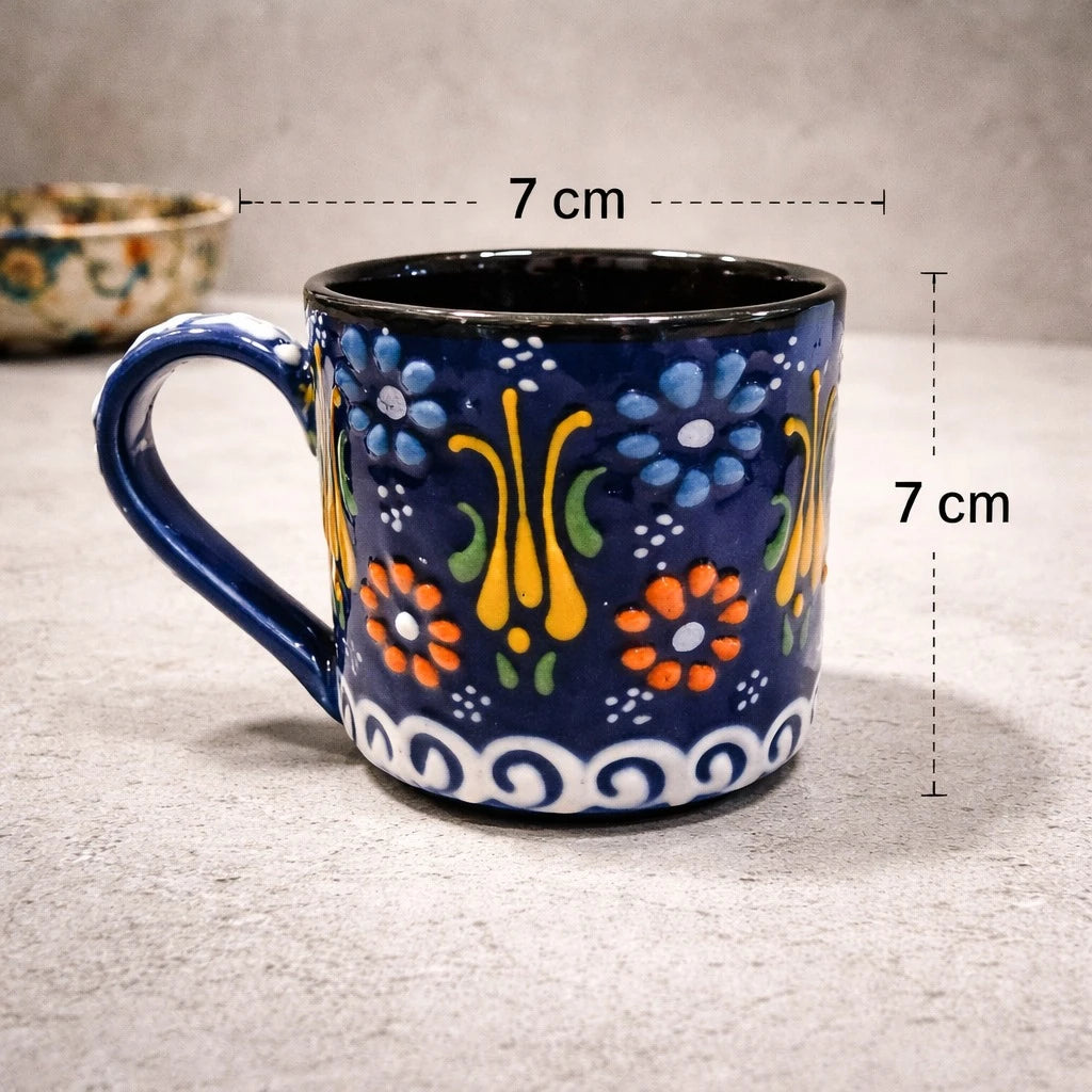 Turkish Coffee Serving Set Metal Tray Ceramic Cup Mandala Coffee Tea Serving Set Ottoman Floral Decorative Tray Set - Image 7