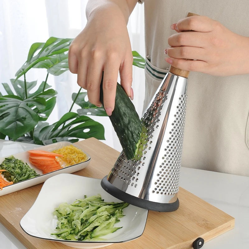 Stainless Steel Cone Grater with Wooden Handle