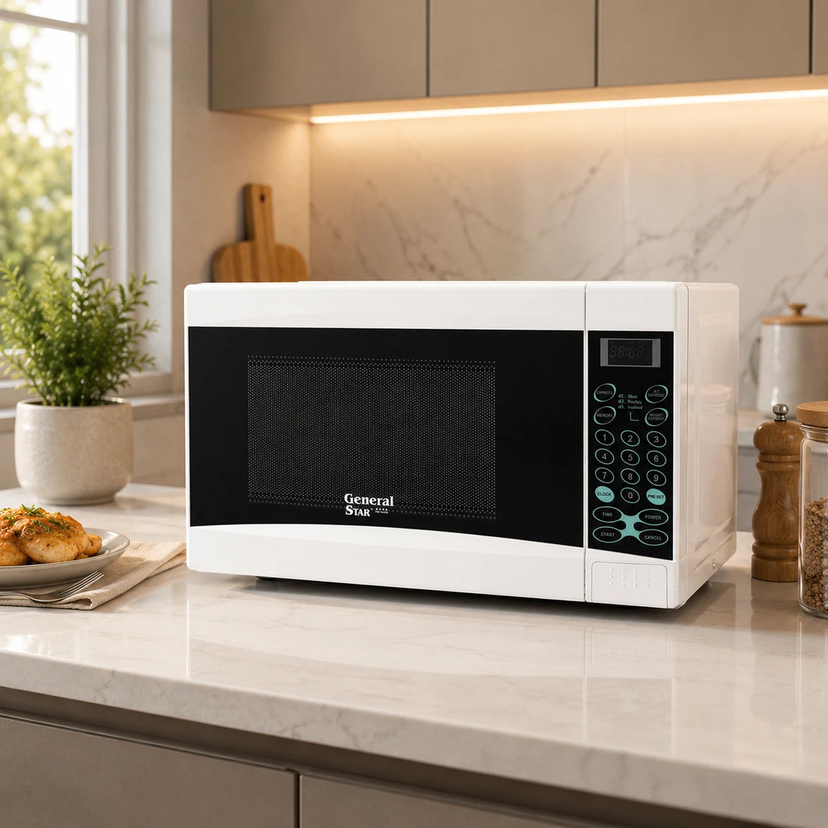 Microwave Oven General Star Digital Control Jet Defrost 20 Liter White Microwave Oven Kitchen Appliance - Image 2