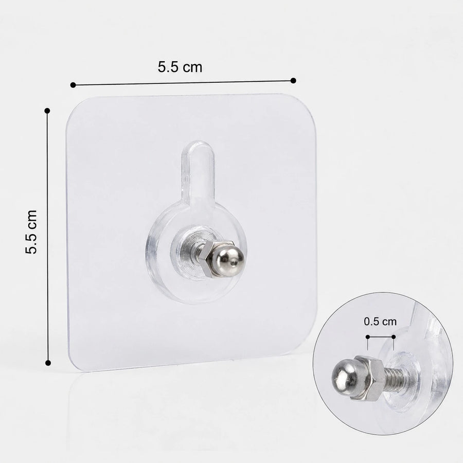 Self Adhesive Wall Screw Hook No Drill Transparent Adhesive Wall Mount Heavy Duty Wall Hanger