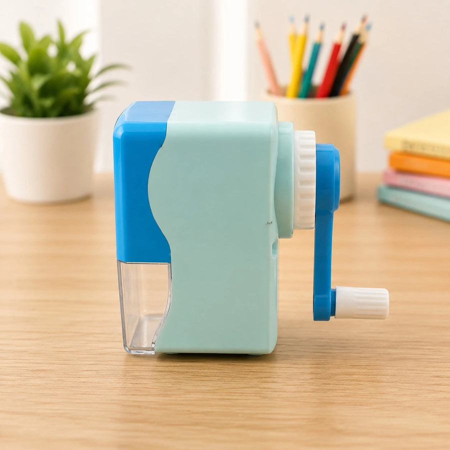 Manual Pencil Sharpener with Hand Crank Transparent Shavings Box for School Office Home Students & Artists