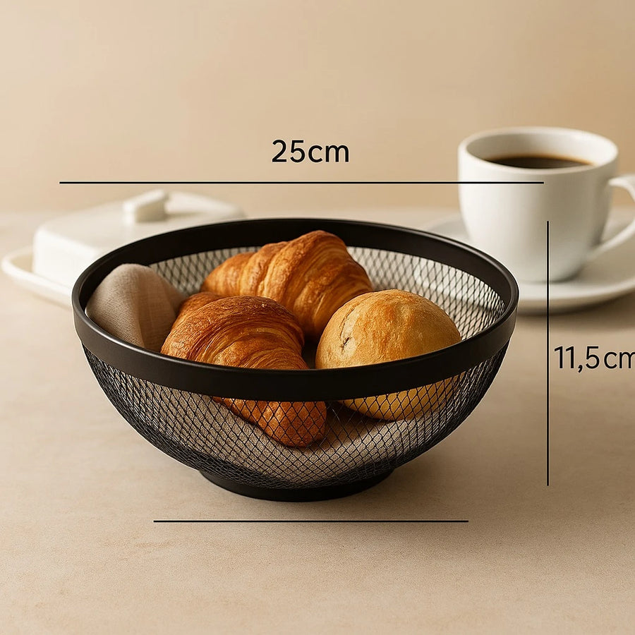 Black Mesh Wire Basket, Multi-Purpose Round Design