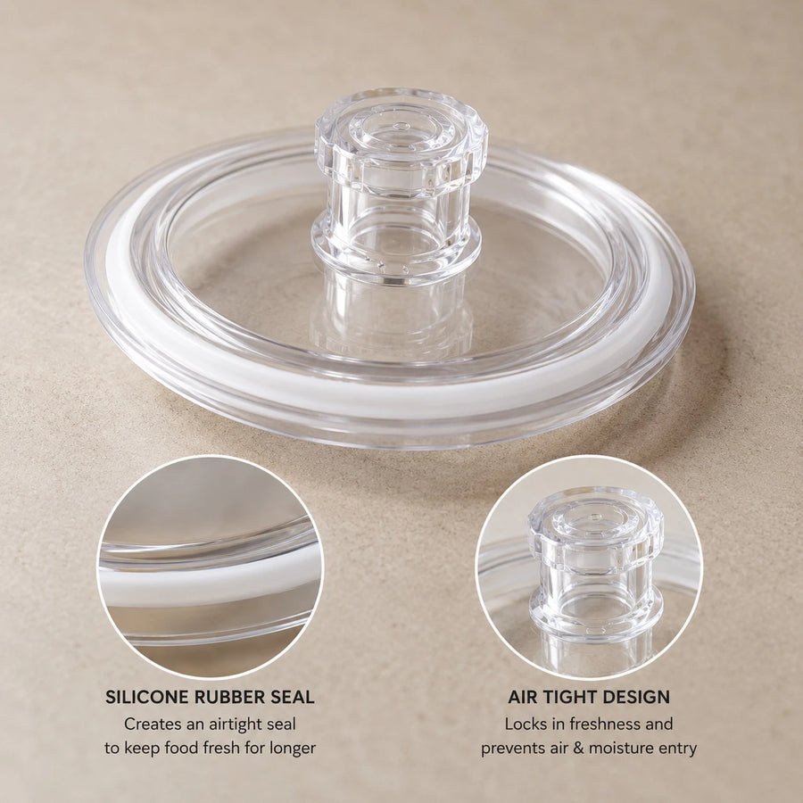 Airtight Food Storage Jar Clear Plastic Pantry Container With Rubber Seal Lid Kitchen Organizer 750g
