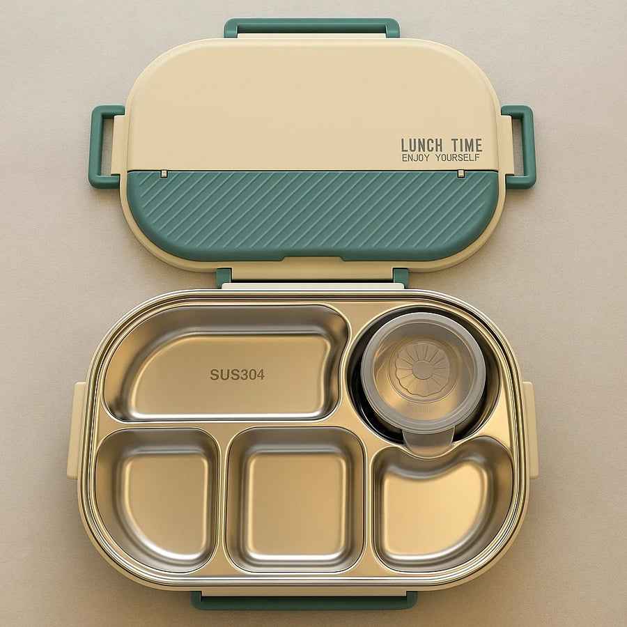 2000ml Stainless Steel Bento Lunch Box, Blue Lid