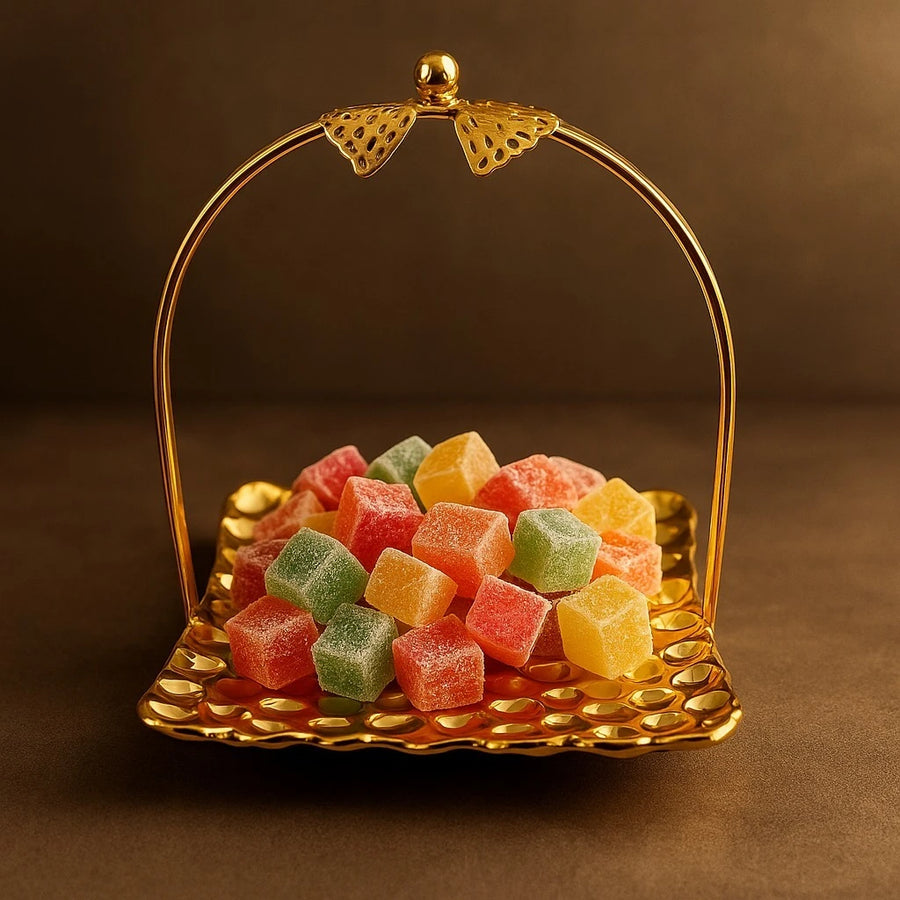 Gold-Plated Mini Serving Tray with Handle