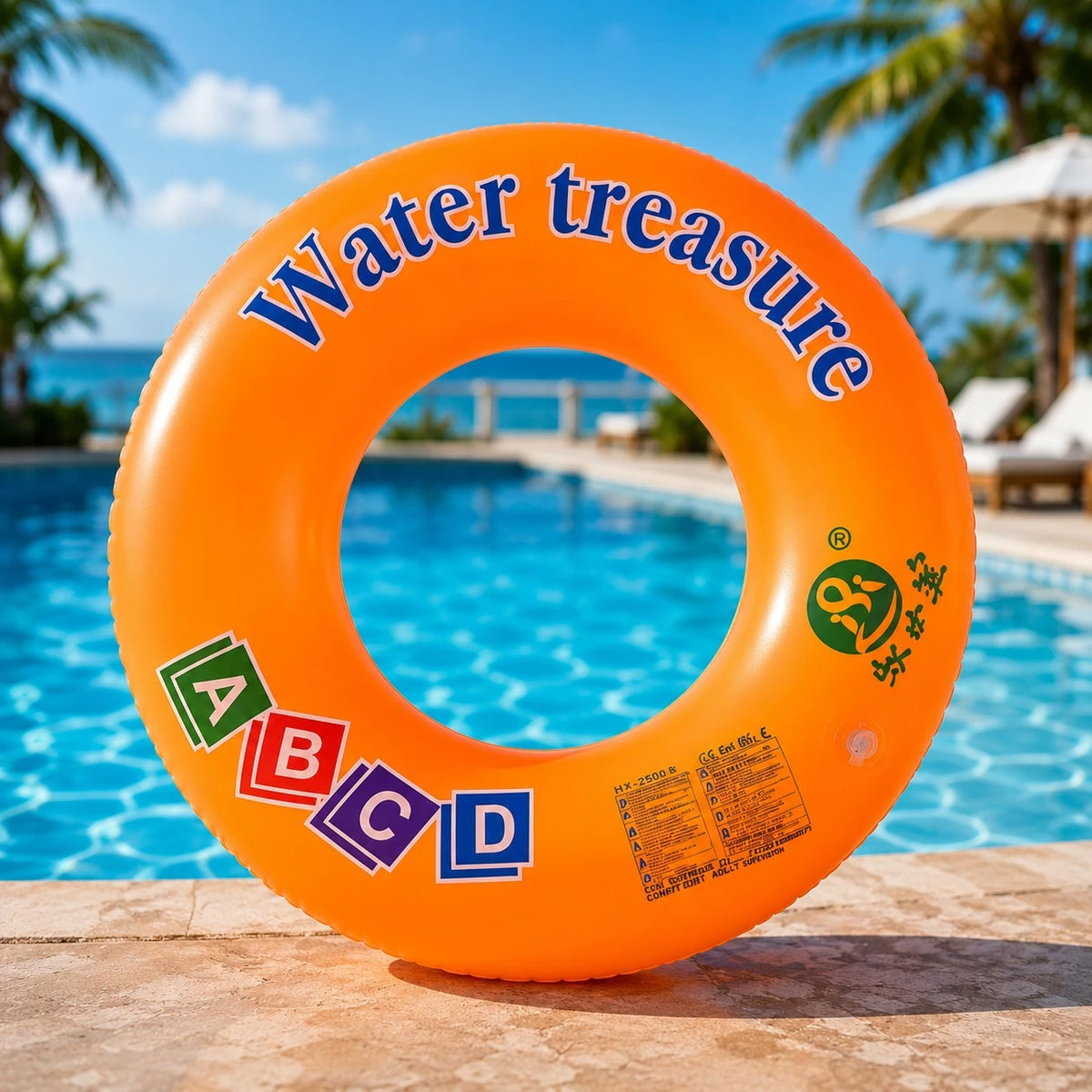 Kids & Adults Swim Ring 70 cm Large Inflatable Pool Float PVC Swim Ring Number 8 Orange Blue Yellow - Image 6