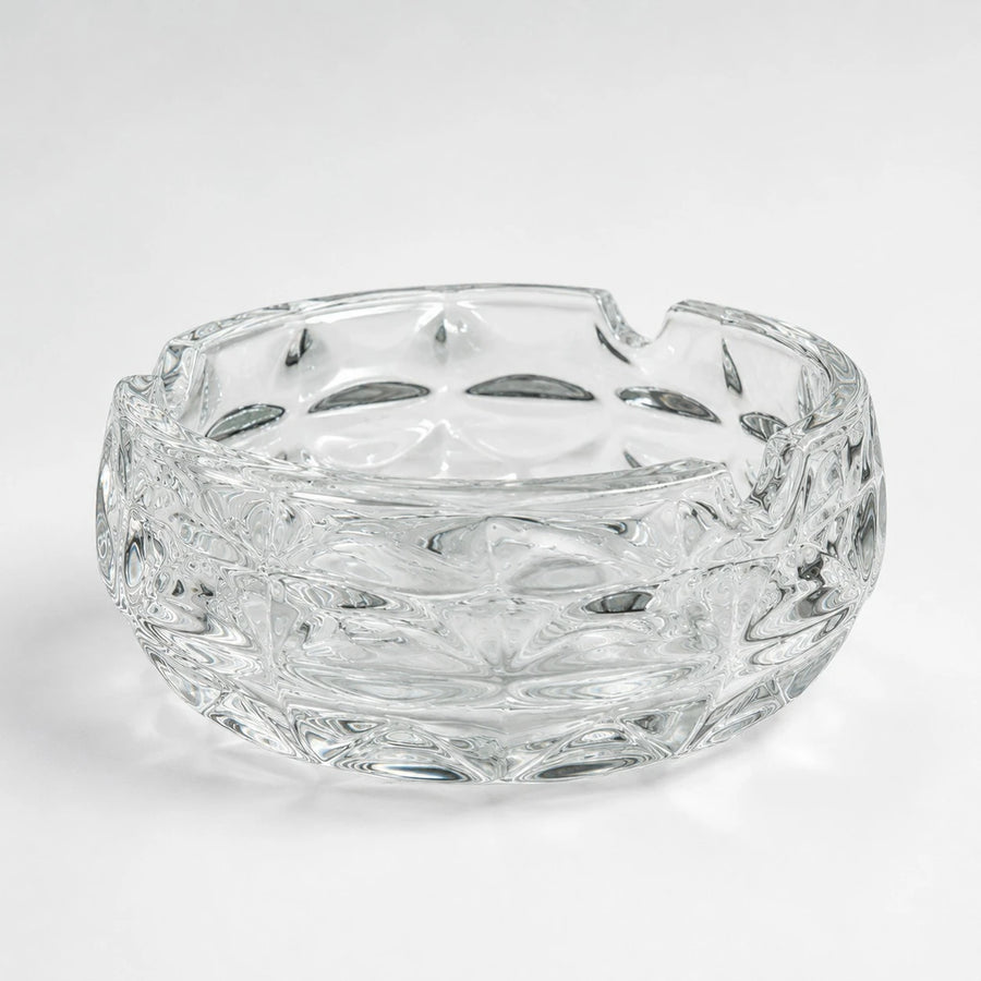 Clear Glass Ashtray Crystal Look Decorative Round Cigarette Holder Tabletop 11.5cm
