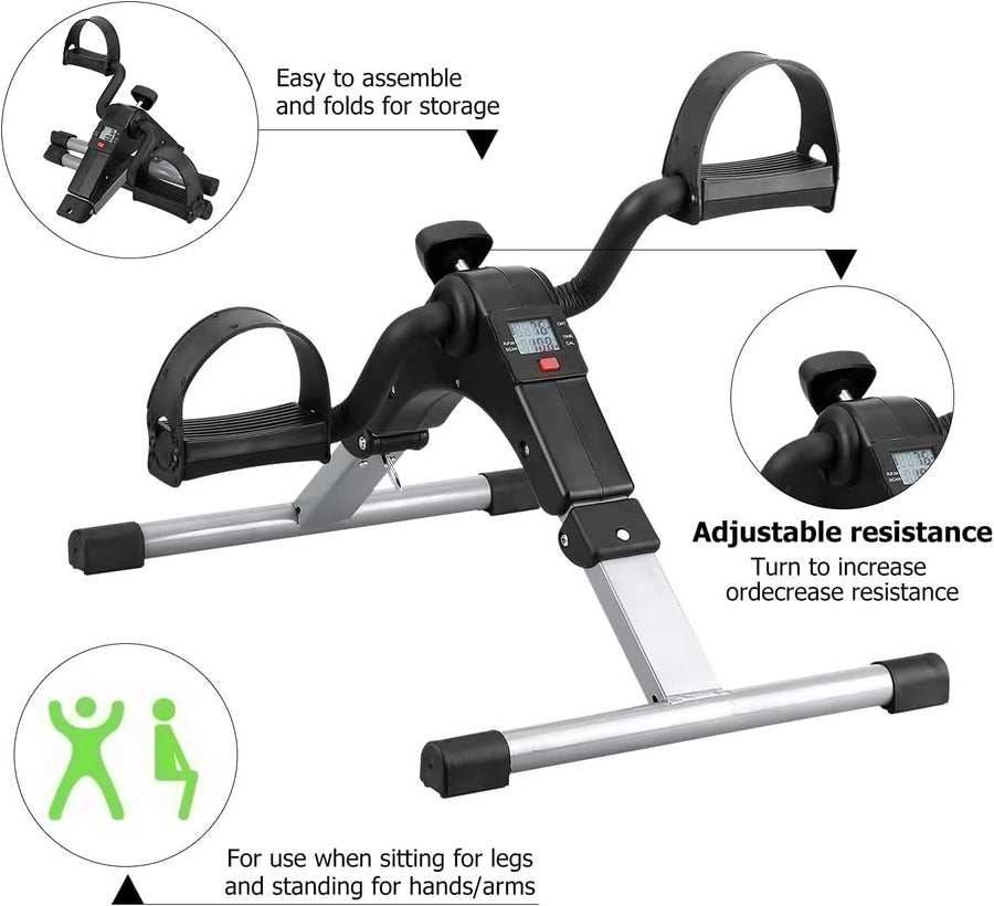 Arm and Leg Pedal Exerciser Sports Gym Fitness Bike LCD Display Variable Resistance Home Rehabilitation Trainer
