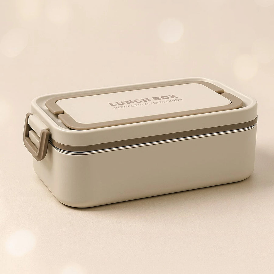 Durable beige Lunch Box 1000ml Leak Proof Bento Design