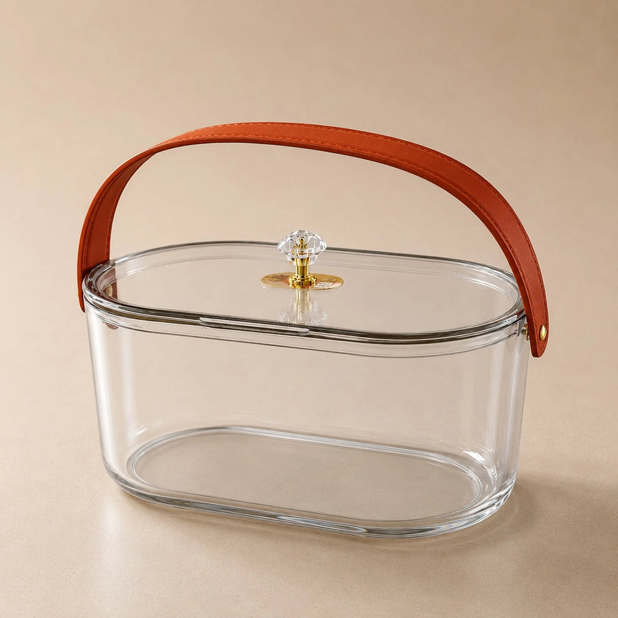 Clear Plexi Storage Container With Carry Handle Transparent Organizer Box Candy Nuts Snack Holder