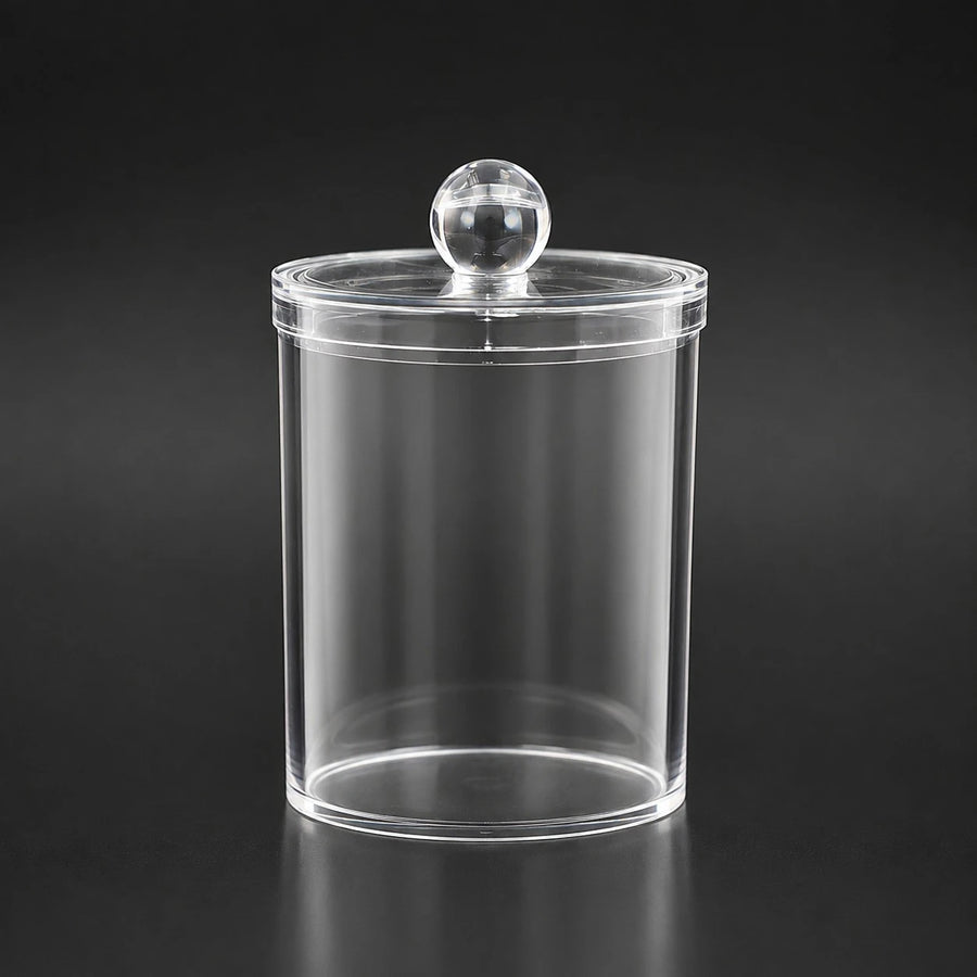 Clear Acrylic Cotton Swab Holder Organizer Jar Bathroom Vanity Storage Makeup Container