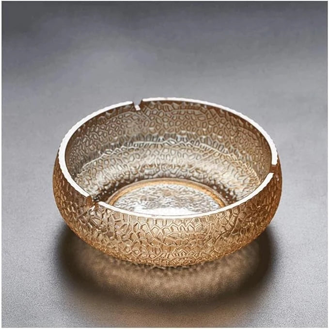 Red Cherry Gold-Tinted Crystal Glass Ashtray with Elegant Design for Home Office and Outdoor Use