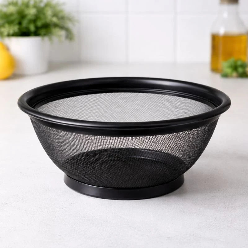 Black Stainless Steel Fine Mesh Strainer 22 cm Kitchen Strainer for Fruits, Vegetables, Pasta & Rice