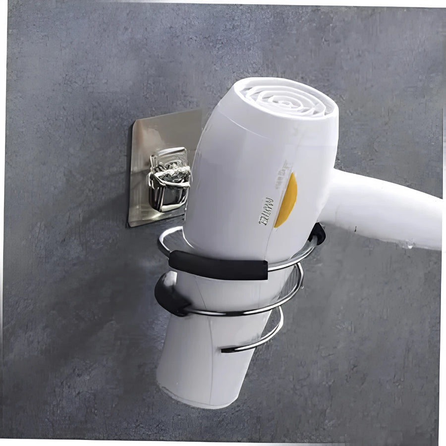 Wall Mounted Hair Dryer Holder Stainless Steel Spiral Bathroom Organizer