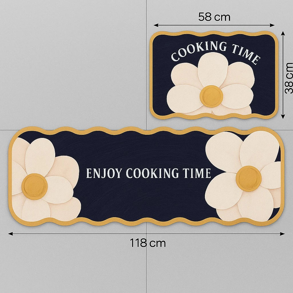 Printed Rubber Kitchen Mat Set