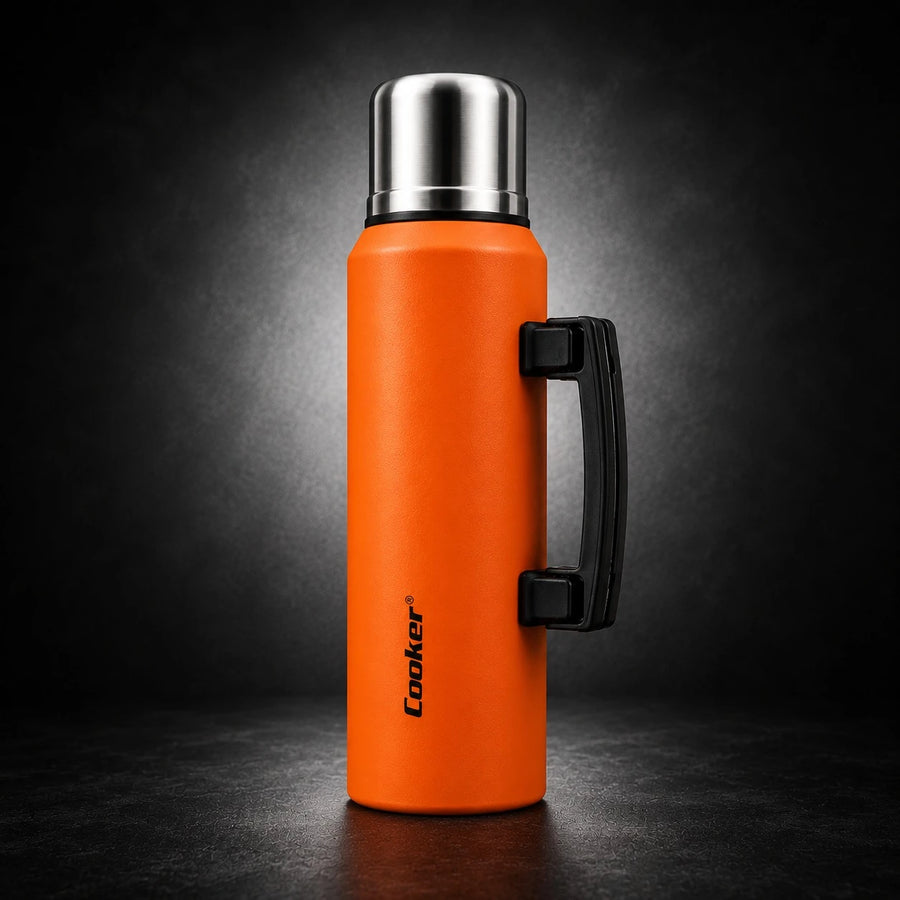 Cooker Thermos Bottle Stainless Steel Vacuum Flask Foldable Handle Hot And Cold Insulated Travel Camping Bottle 1.5 Liter