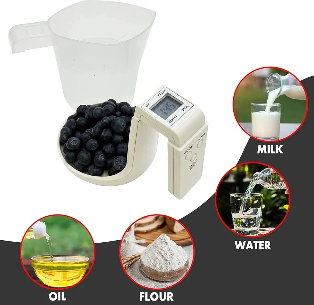 3kg Digital Kitchen Scale with 1000ml Measuring Jug LCD Display and Liquid Volume Measurement