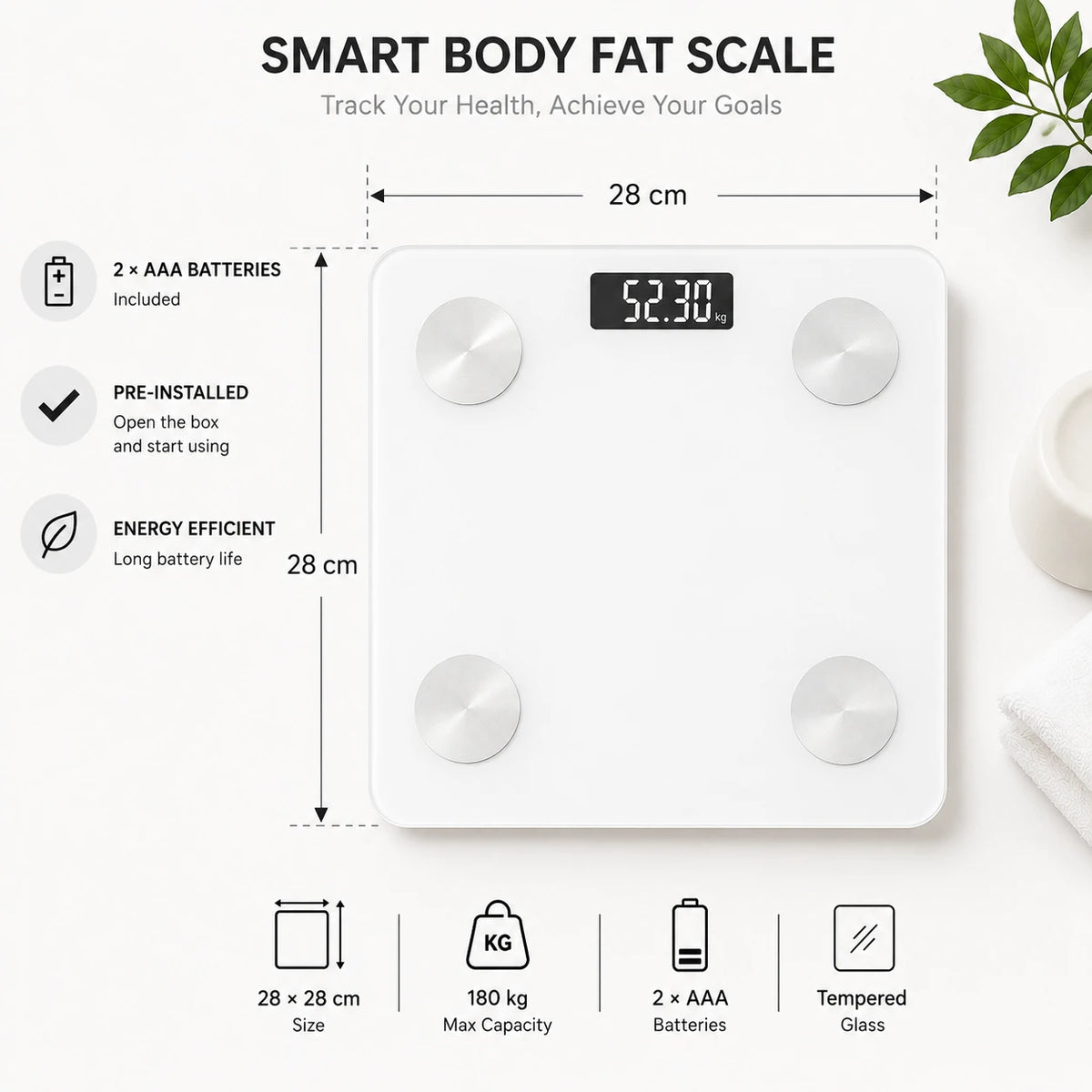 Digital Body Fat Smart Scale Bluetooth Health Scale BMI Weight Analyzer App Connected Bathroom Scale