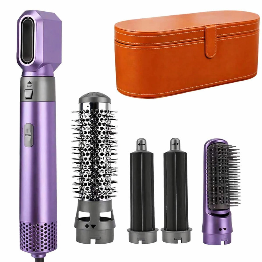 5 in 1 Travel Hair Styler 1000W Hot Air Hair Brush Dryer Curler Volumizer Straightener Blow Dryer Brush Multi Styler Set with Storage Case