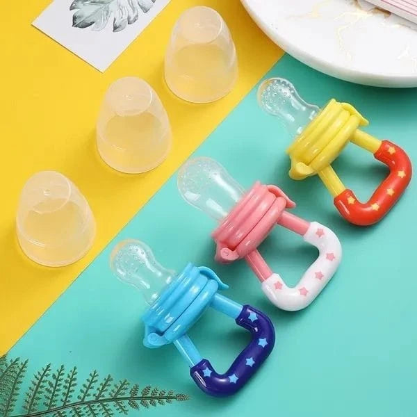 4 Piece Baby Silicone Food Feeder Pacifier and Teether Set for Fruit and Puree Feeding