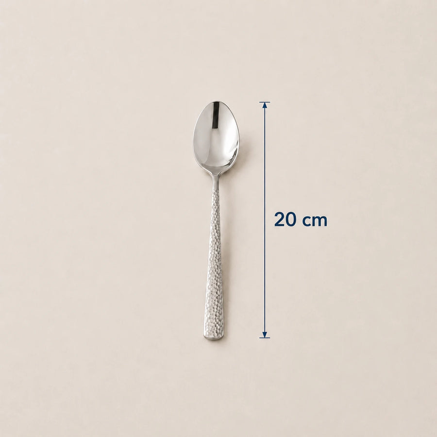 Stainless Steel Tablespoons Set of 6 with Textured Handles – Mirror Polish Reusable Dining Spoons