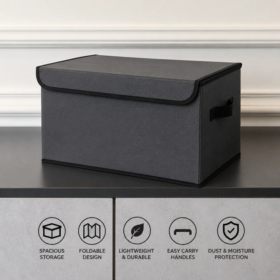 Foldable Storage Box Fabric Organizer With Lid Clothes Blanket Toy Storage Box Home Organization
