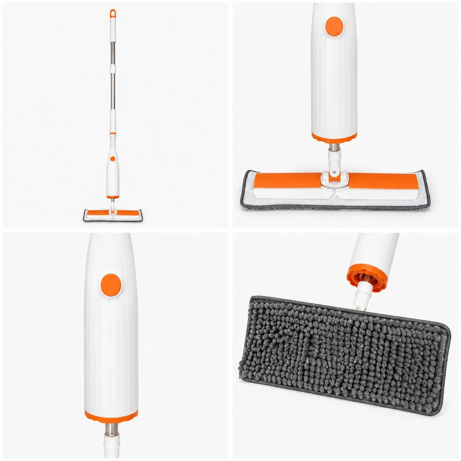 Flat Squeeze Spray Mop with Refillable Water Tank Microfiber Cleaning Pad 360° Rotating Head Floor Cleaning Mop