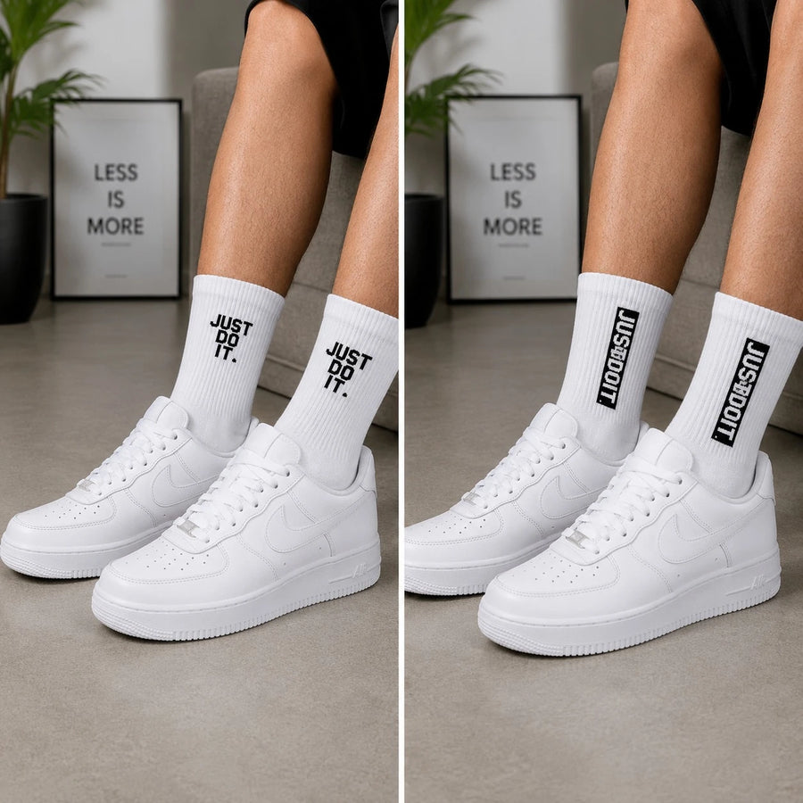 Nike Style Cotton Crew Socks 1 Pair for Men & Women | Black & White Sports Casual Everyday Socks