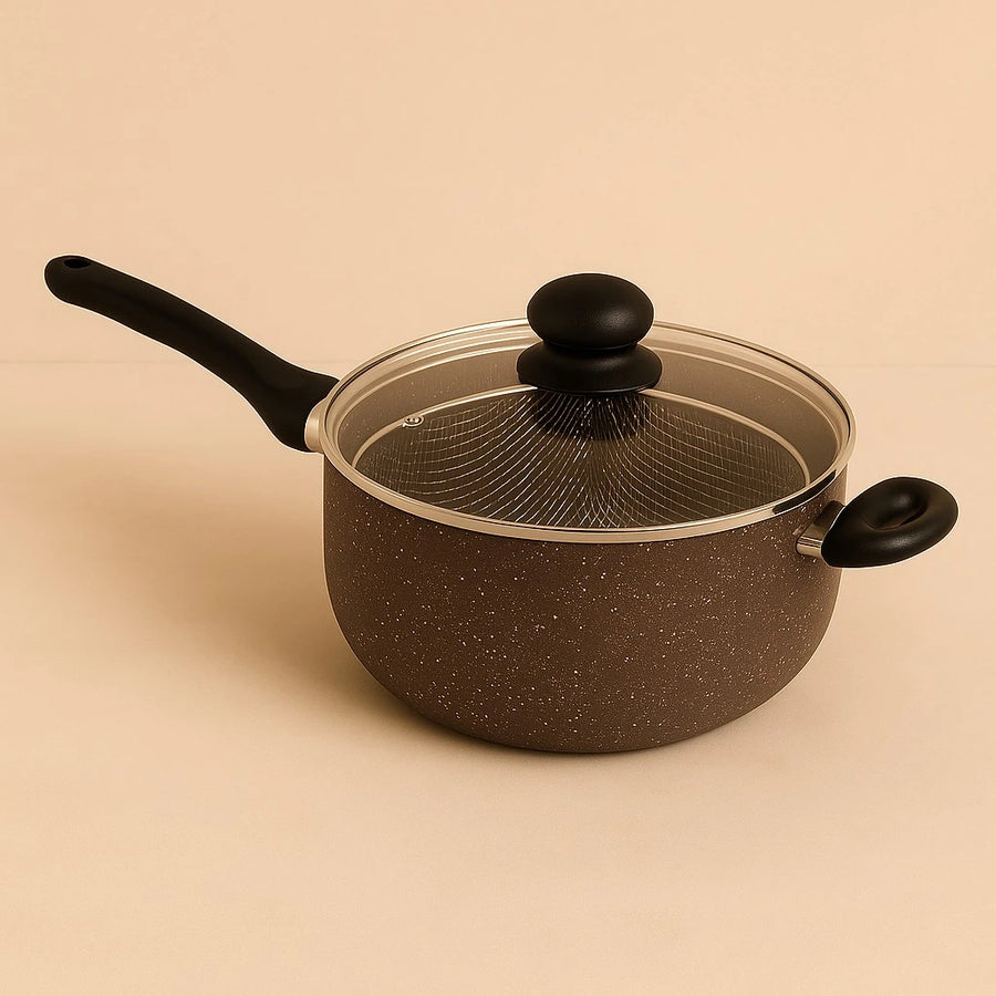 BAROLY 24cm Granite Shape Cookware Casserole Pot Non Stick Cooking Pot with Lid and Basket