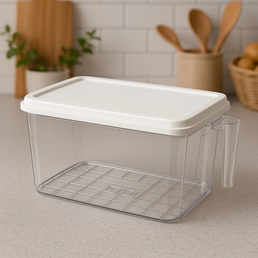 Clear BPA Free Food Storage Container with Lid Handle Fridge Pantry Kitchen Organizer Box