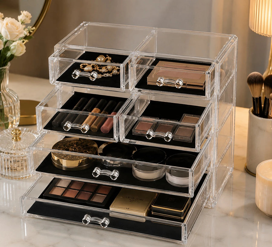 Transparent Acrylic Makeup Organizer Storage Drawers Cosmetic Jewelry Organizer Vanity Desk Organizer