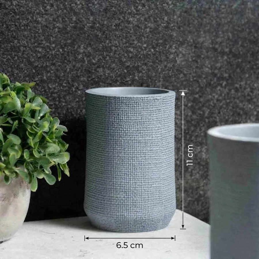 Gray Textured Bathroom Accessories Set with Soap Dispenser Tumbler & Soap Dish