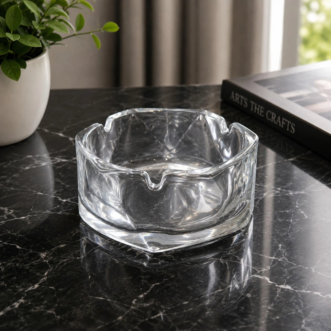Clear Crystal Glass Ashtray 12 cm Heavy Duty Transparent Cigarette Ashtray
